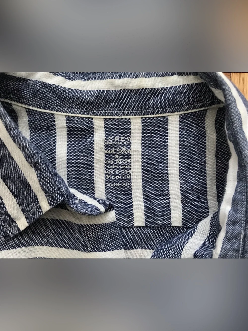 Size Medium Mens J.Crew Baird McNutt Irish Linen Slim Fit Shirt Blue Stripes